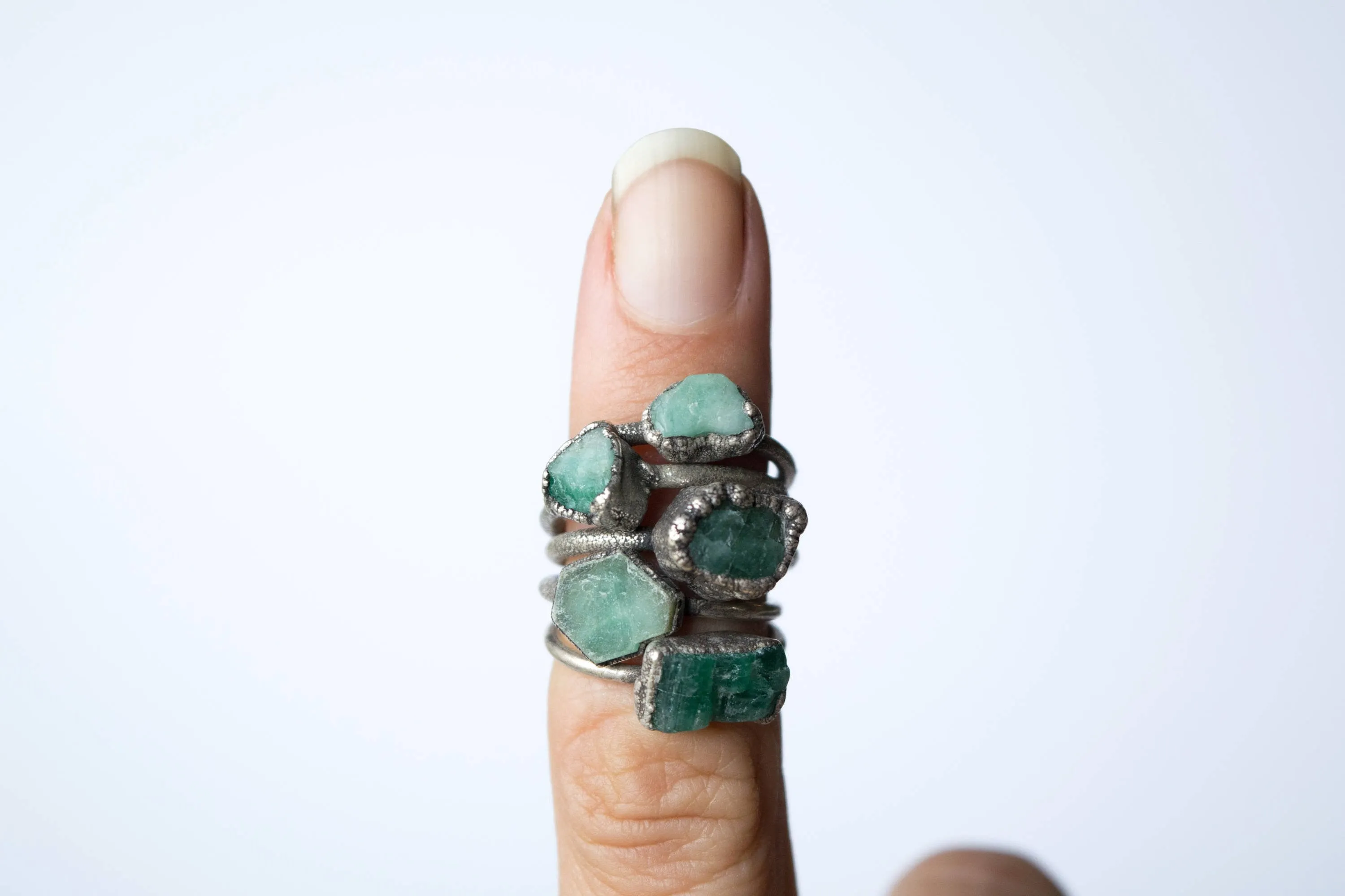 Rough emerald ring | Raw Emerald birthstone ring