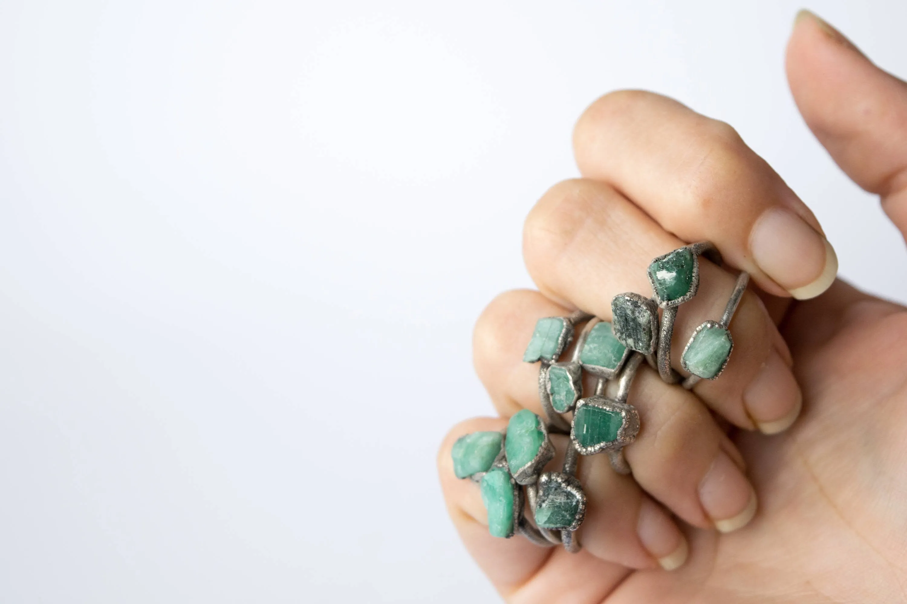 Rough emerald ring | Raw Emerald birthstone ring