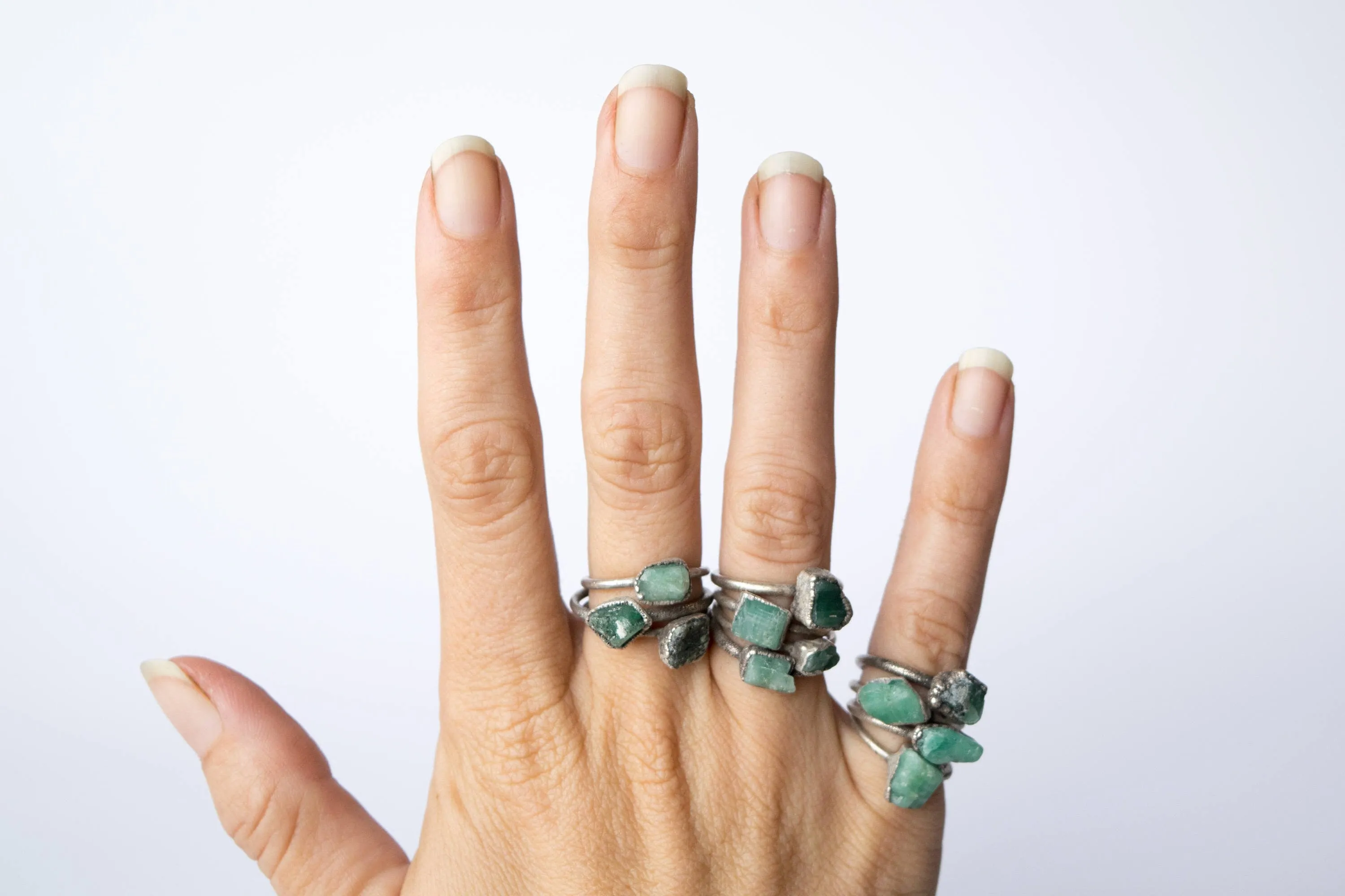 Rough emerald ring | Raw Emerald birthstone ring