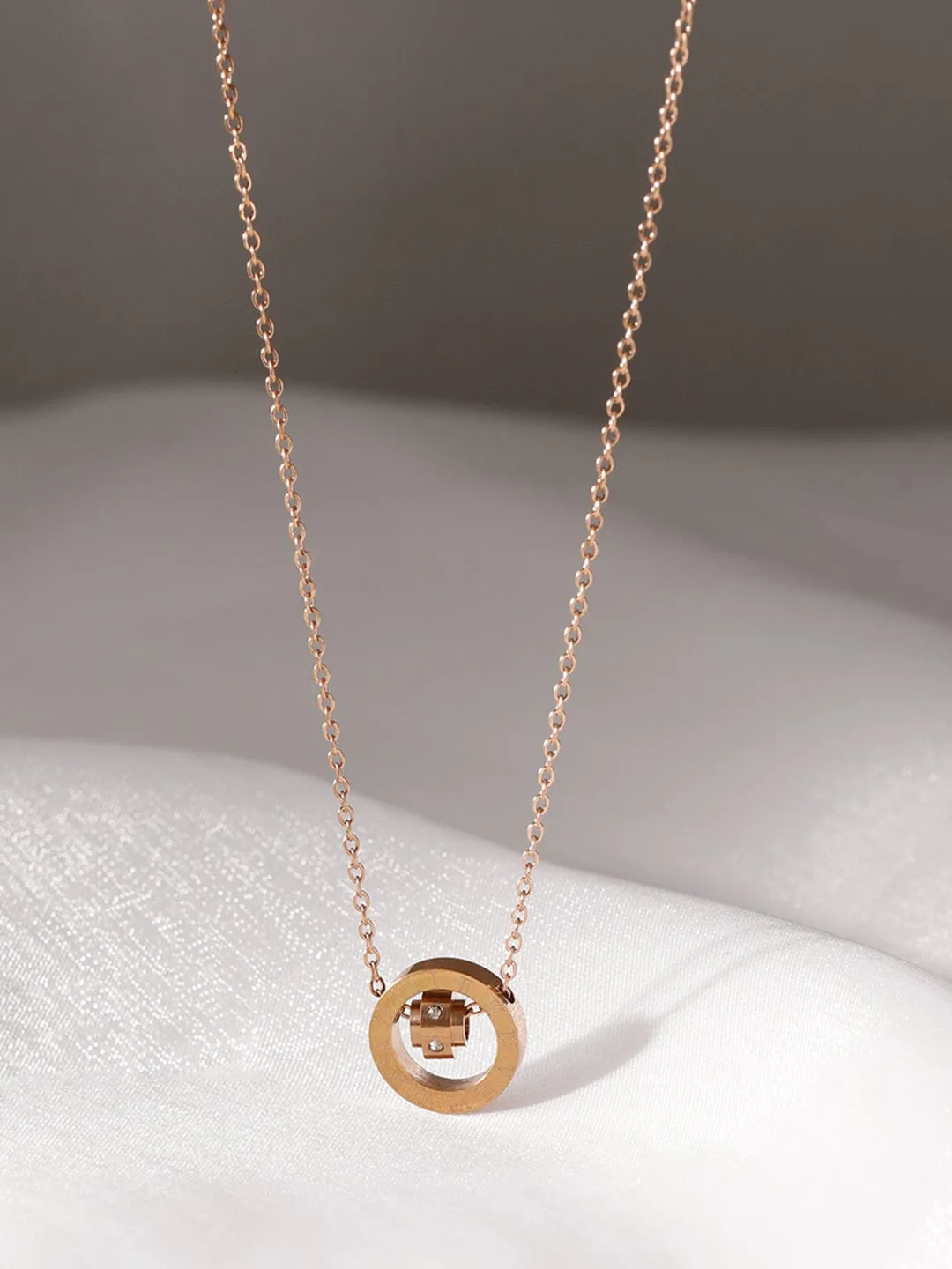 Rubans 18K Rose Gold-Plated Stainless Steel Tarnish-Free Waterproof Charm Pendant Necklace