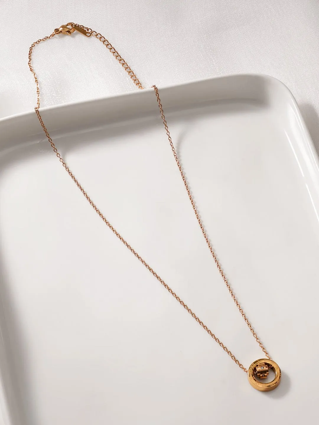 Rubans 18K Rose Gold-Plated Stainless Steel Tarnish-Free Waterproof Charm Pendant Necklace