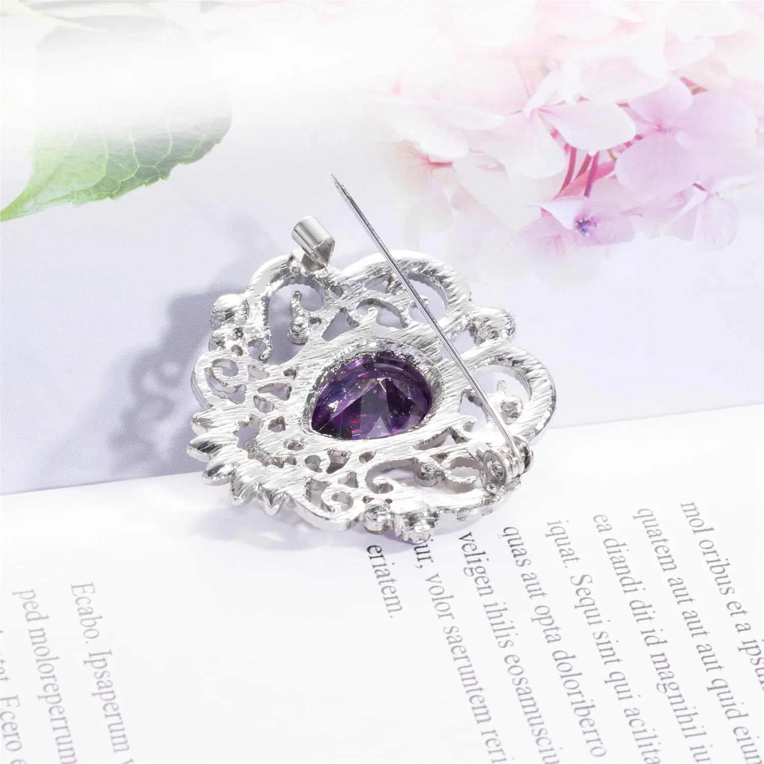 SELOVO Vintage Style Elegant Crown Rhinestone Teardrop Pin Brooch for Women