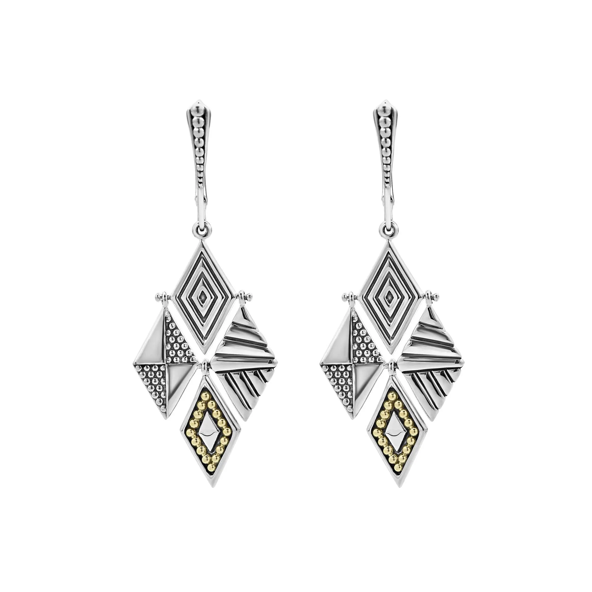 Signature Caviar Two-Tone Drop Earrings