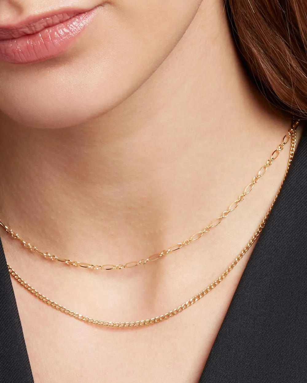 Solid Gold Fine Figaro Chain