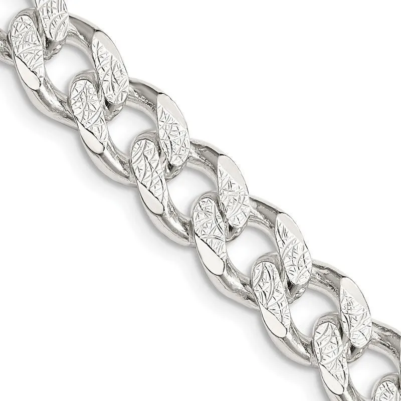 Sterling Silver 9.15mm Pav‚ Curb Chain Necklace