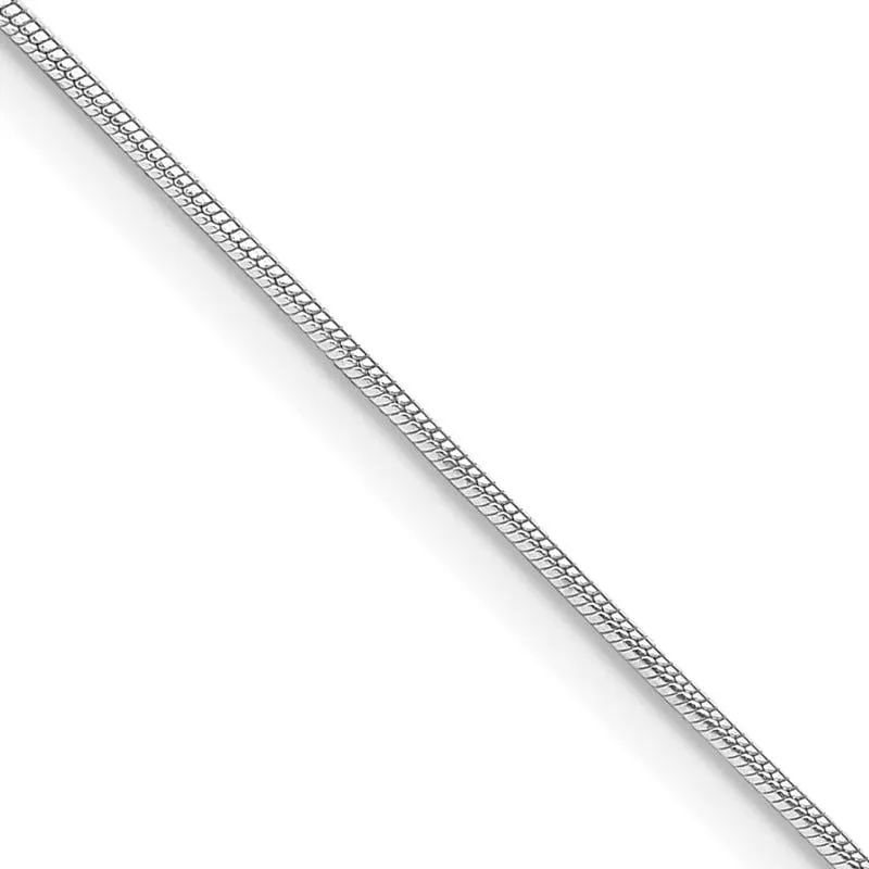Sterling Silver Rhodium-plated .8mm Round Snake Chain Necklace w/2in ext.