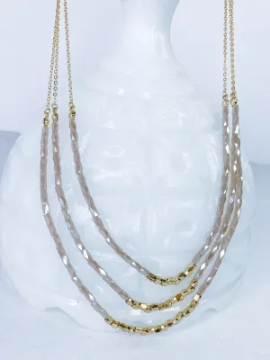 Taupe and Gold Triple Necklace