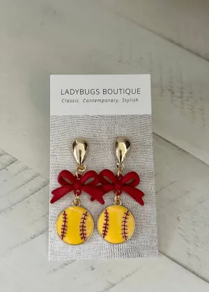 The Trendy Bow Softball Earrings