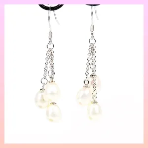 Three Pearl Dangle Earrings