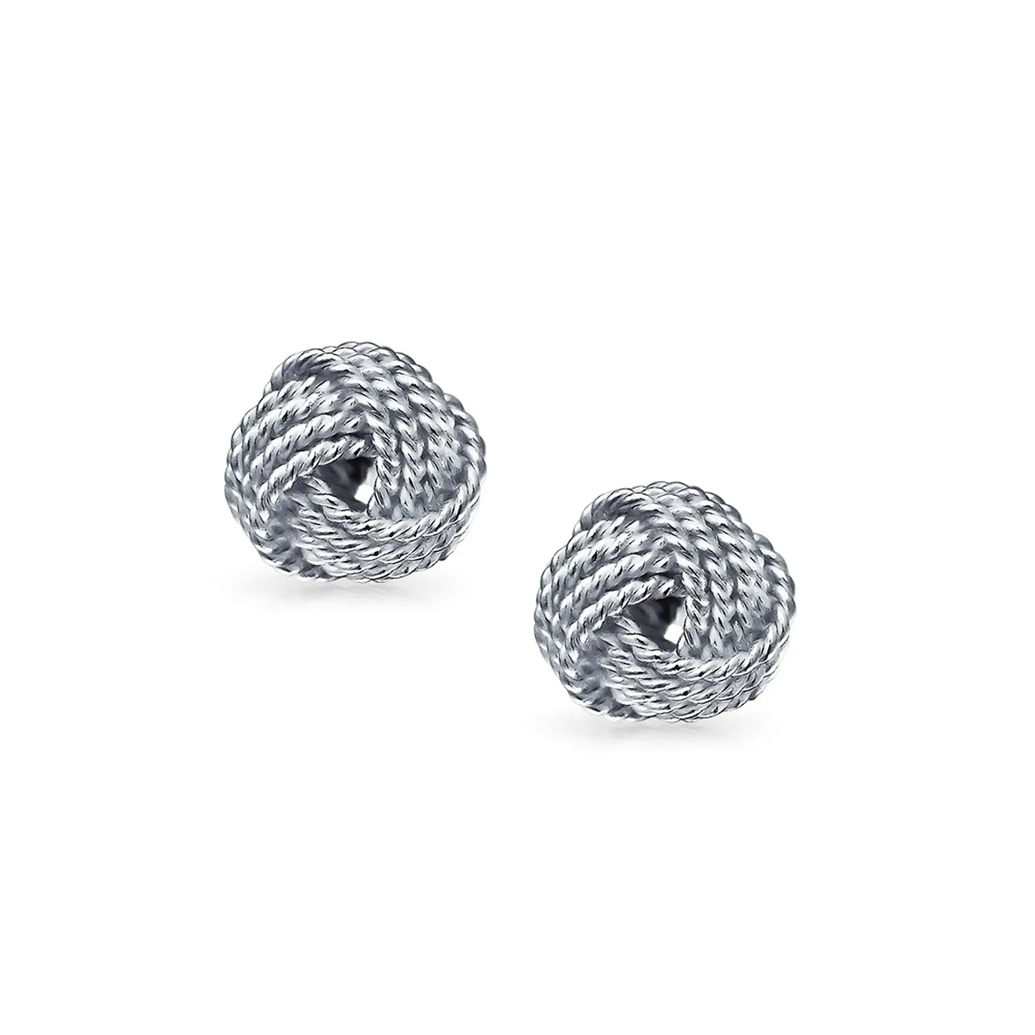 Traditional Drop Ball Earrings with Woven Twisted Rope Knot in Sterling Silver