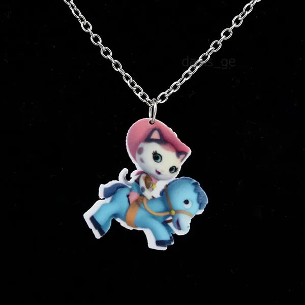 Trusta 2017 New Fashion Girls Kids Gift Jewelry Little Horse Pendant 16"Short Chain Necklace Drop Shipping Xmas Gift KS02