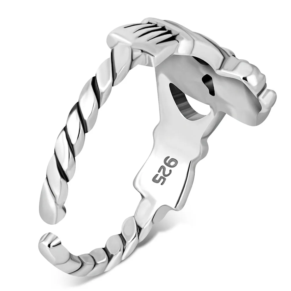Twisted Shank Sterling Silver Claddagh Toe Ring