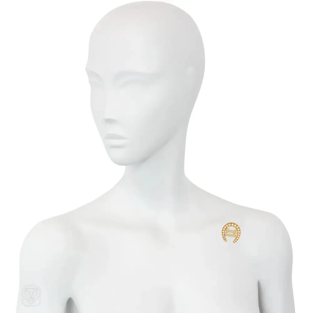 Victorian gold and diamond "Good Luck" horseshoe pin