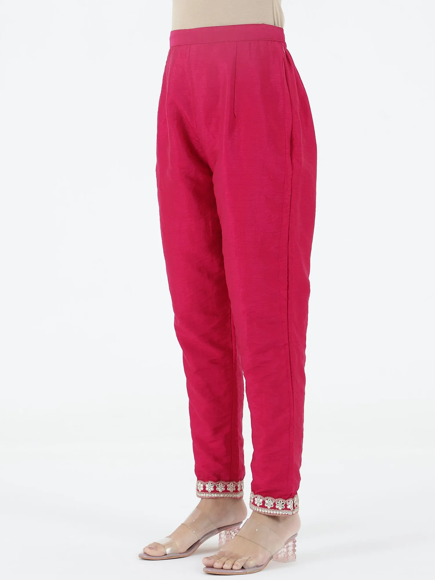 Vivid Pink Banarasi Salwar Suit with Matching Dupatta & Bottom