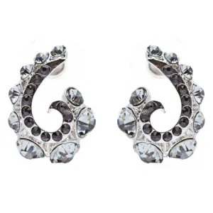 Wave Hook Design Crystal Rhinestone Stud Earring Black