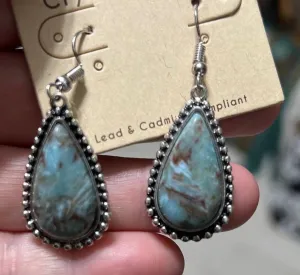 Western Turquoise Tear Drop Earrings
