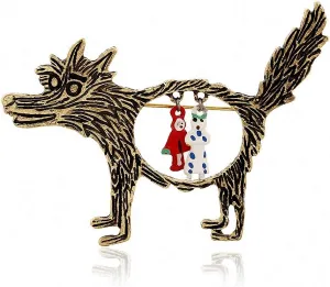 Wolf Brooch Broches Jewelry Little Red Riding Hood Epaulette Brooches Women