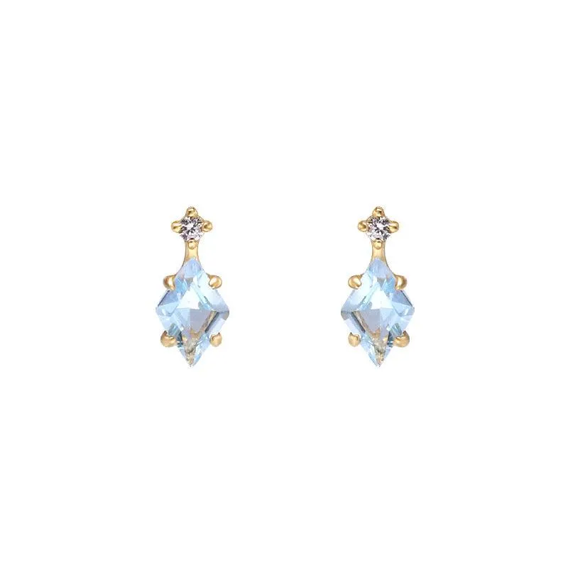 Women's Blue Topaz Diamond Earrings