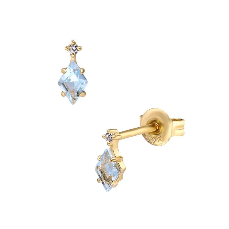 Women's Blue Topaz Diamond Earrings